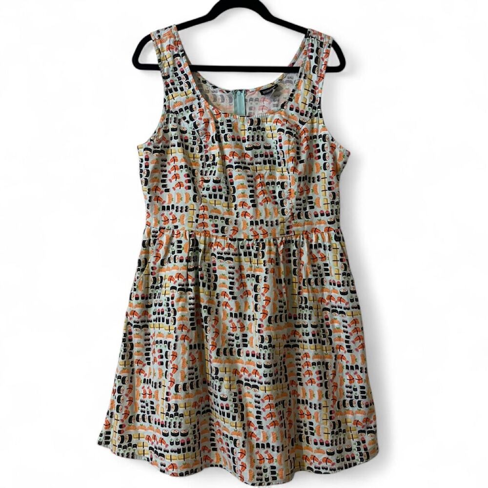 Retrolicious cotton scoop neck sushi dress w/pockets